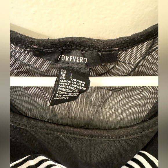 Forever 21 Peplum Striped Top With Black Mesh - Picture 3 of 3